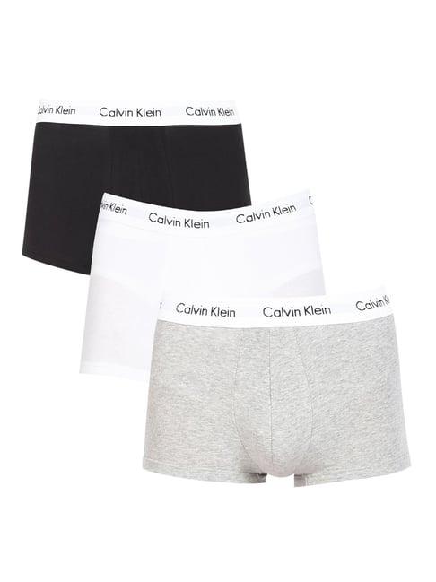 calvin klein underwear white, black & grey logo classic fit trunks