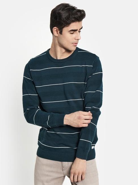 mettle dark teal striped sweater