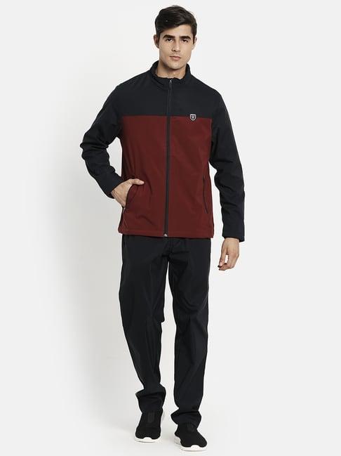 octave navy & maroon regular fit tracksuit