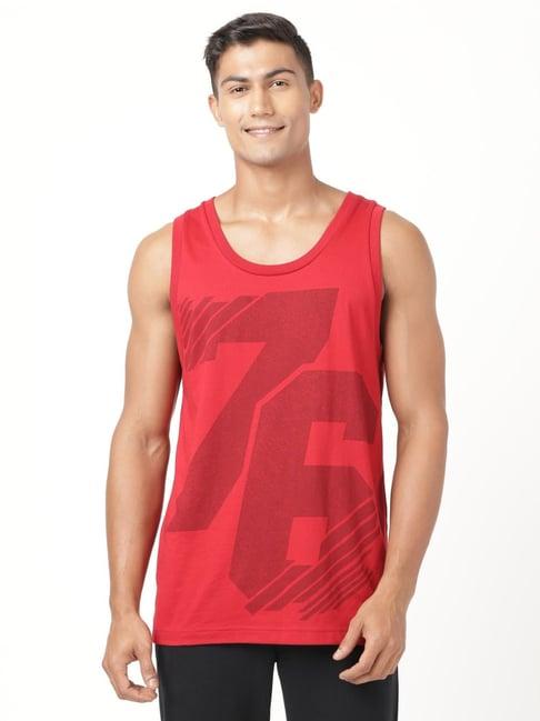 jockey 9928 red super combed cotton rich tank top with stay fresh treatment (prints may vary)