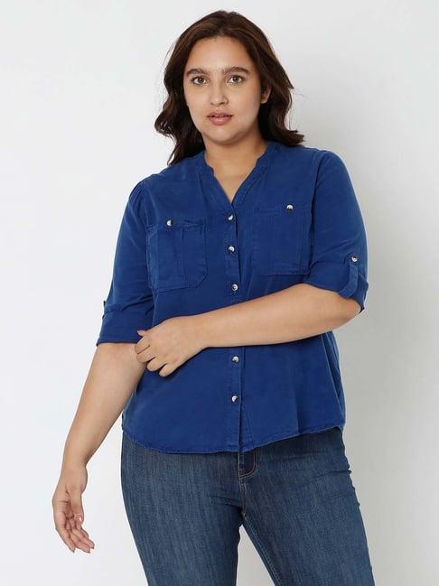 vero moda curve blue shirt