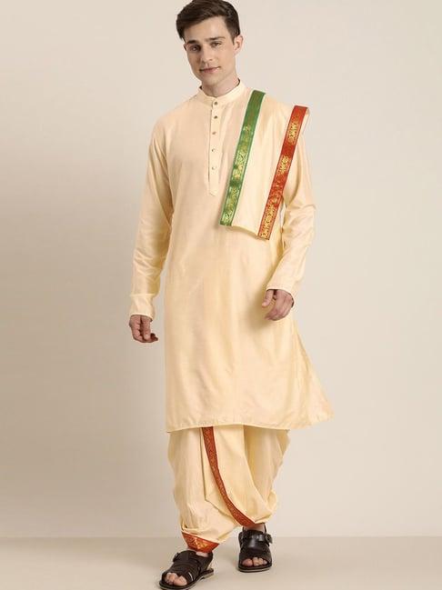 vastramay gold straight fit kurta set