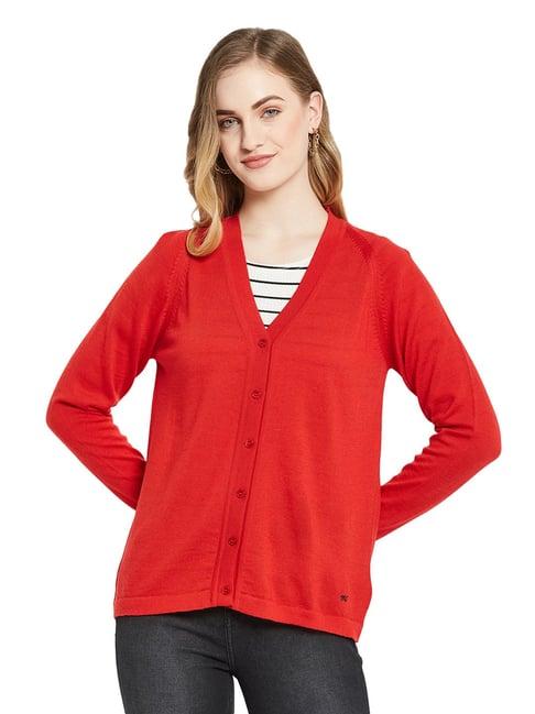 monte carlo red wool open front cardigan