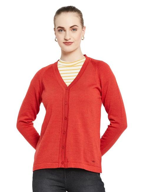 monte carlo red wool open front cardigan