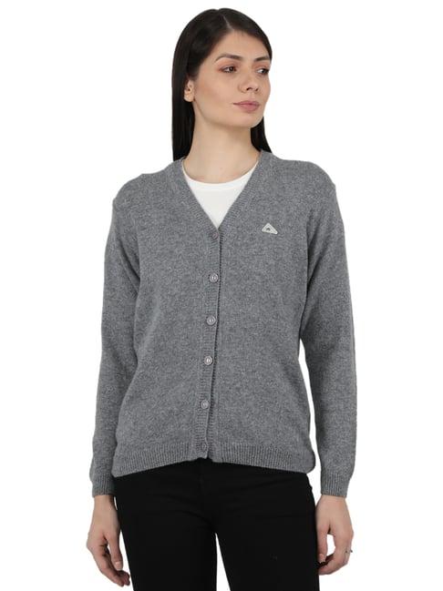 monte carlo charcoal grey wool open front cardigan