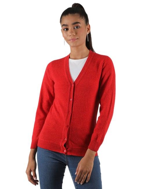 monte carlo red wool open front cardigan