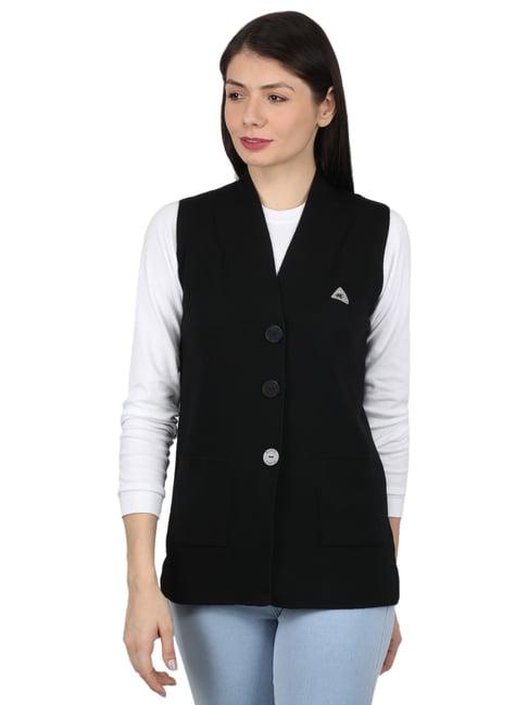 monte carlo black wool open front cardigan