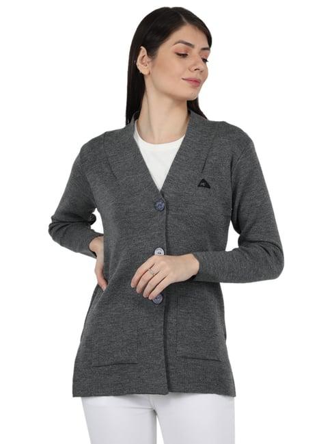 monte carlo charcoal grey wool open front cardigan