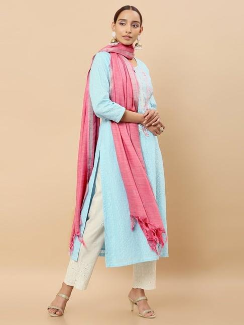 soch pink plain dupatta