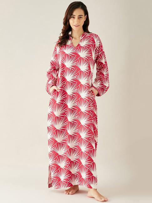 the kaftan company red printed night dress