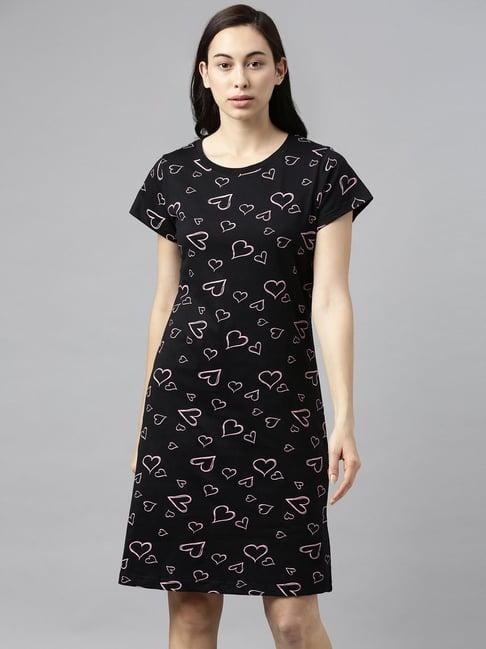 kryptic black printed night dress