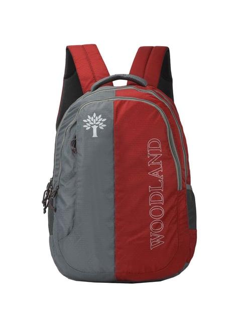 woodland 28.73 ltrs grey & red medium laptop backpack