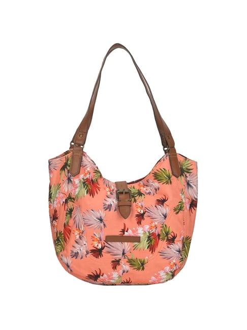 woodland pink printed medium hobo shoulder bag