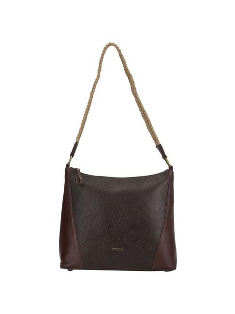 woodland brown printed medium shoulder bag