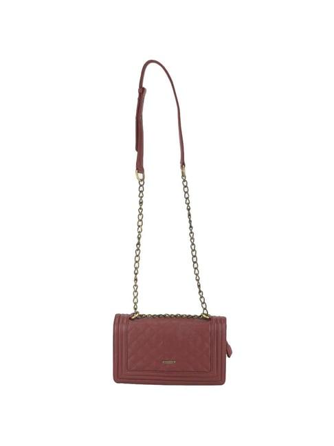 woodland maroon solid medium sling handbag