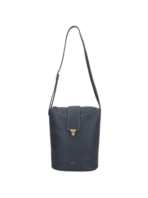 woodland blue solid medium sling handbag