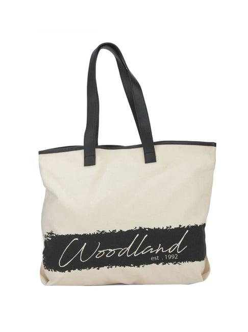 woodland beige printed medium tote handbag