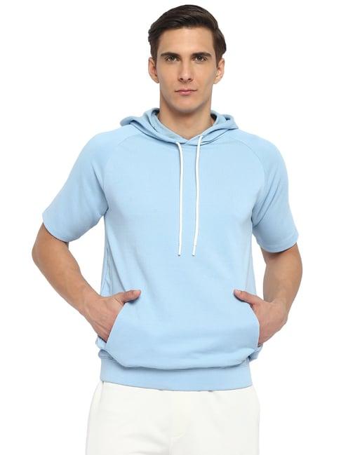 off limits sky blue short sleeves hooded sweatshirt