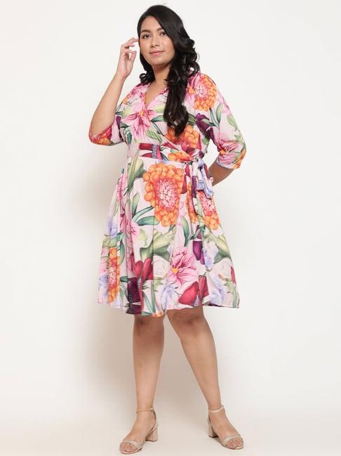 amydus multicolor printed wrap dress