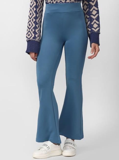 forever 21 blue mid rise regular fit pants