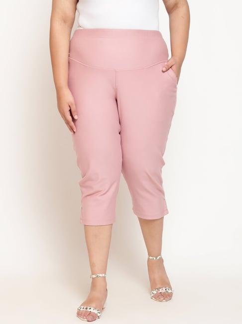 amydus rose pink regular fit crop pants