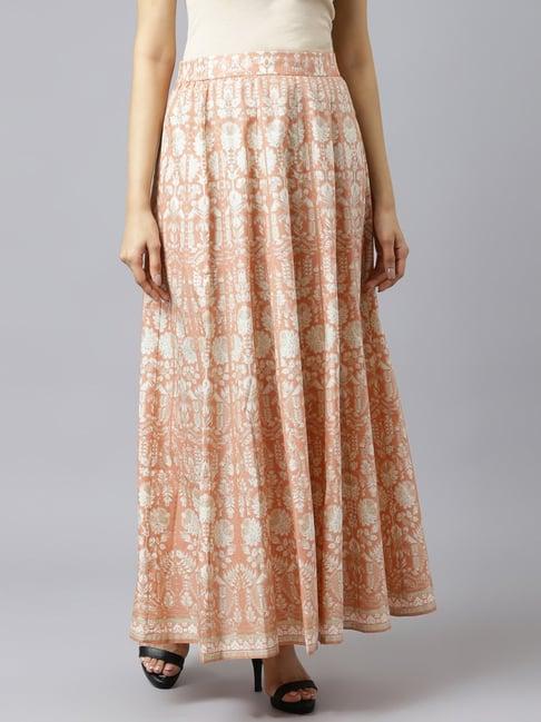 w peach printed skirt