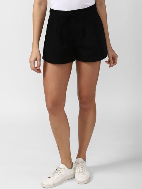 forever 21 black cotton mid rise shorts