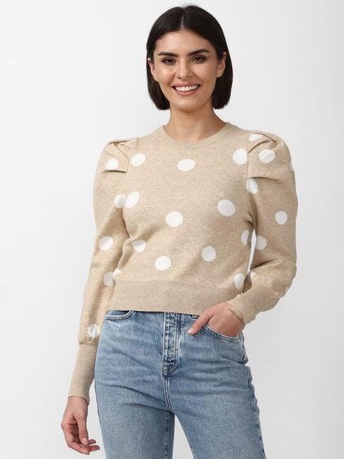 forever 21 beige polka dot sweater