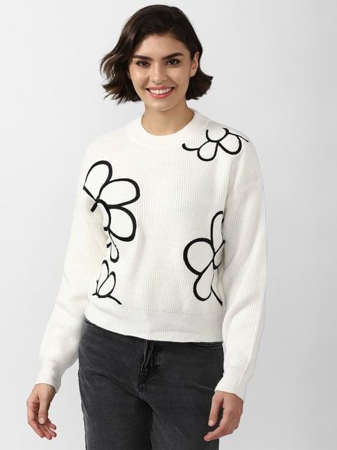 forever 21 white floral print sweater