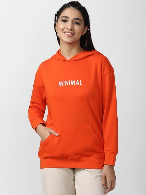 forever 21 orange cotton graphic print sweatshirt