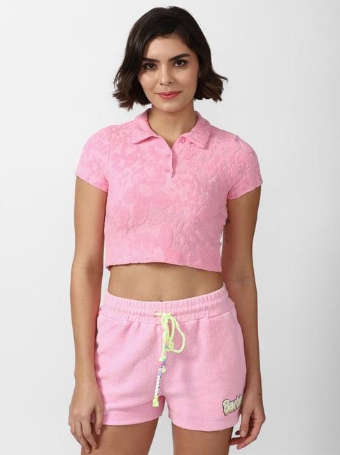 forever 21 pink cotton textured crop top