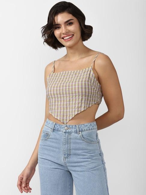 forever 21 multicolor checks crop top