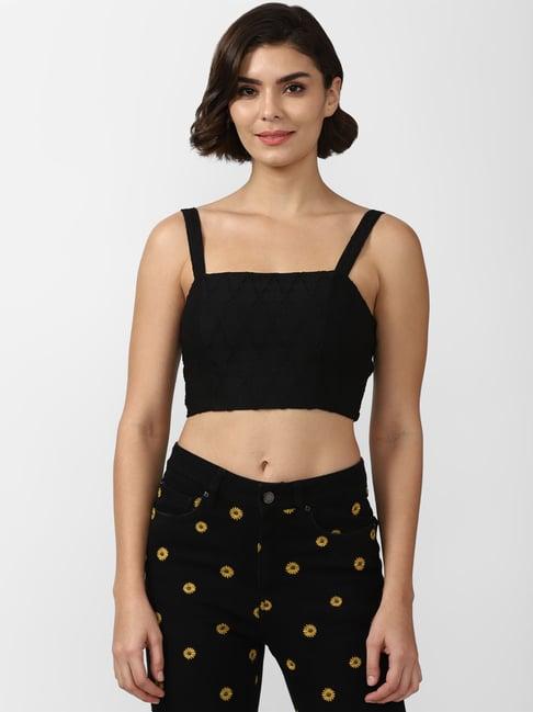 forever 21 black textured crop top