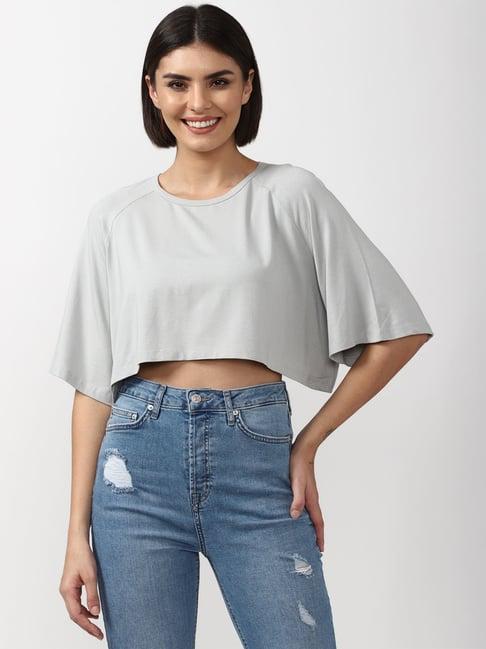 forever 21 grey regular fit crop top