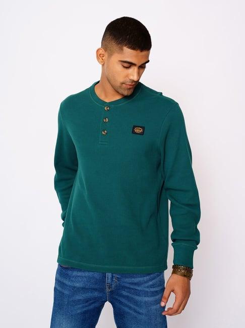 royal enfield green henley t-shirt