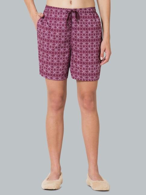 van heusen maroon printed shorts