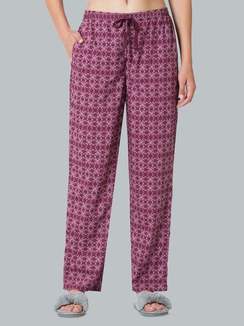 van heusen maroon printed pyjamas