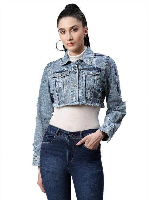 global republic mid blue cropped denim jacket