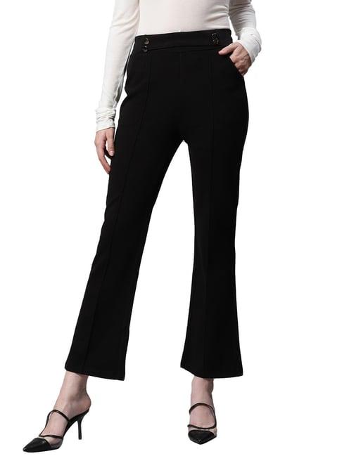 global republic black regular fit high rise regular trousers