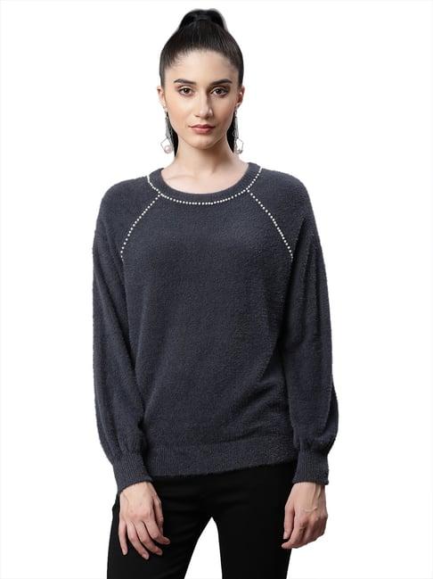 global republic dark grey embellished pullover