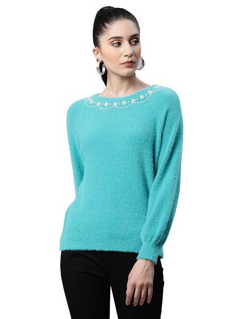 global republic teal embellished pullover