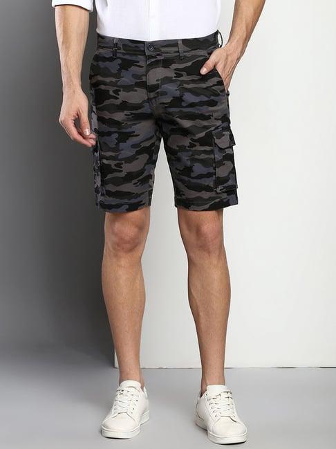 dennis lingo grey  slim fit camouflage shorts