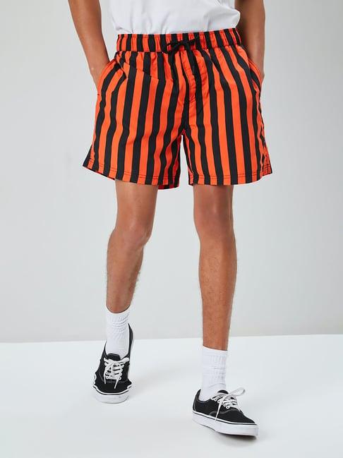 forever 21 orange & black stripe shorts