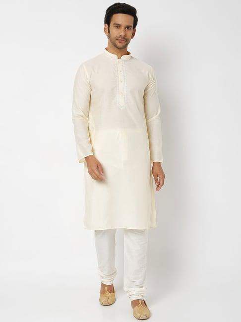 ethnicity cream embellished kurta bottom set