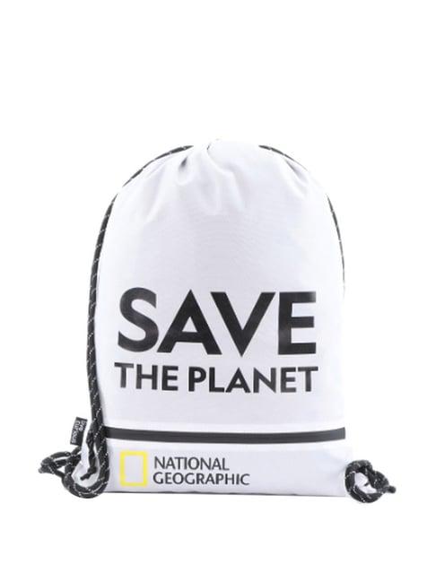 national geographic white medium drawstring bag