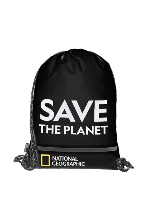 national geographic black medium drawstring bag