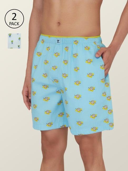 xyxx aqua & sky blue printed boxers - pack of 2