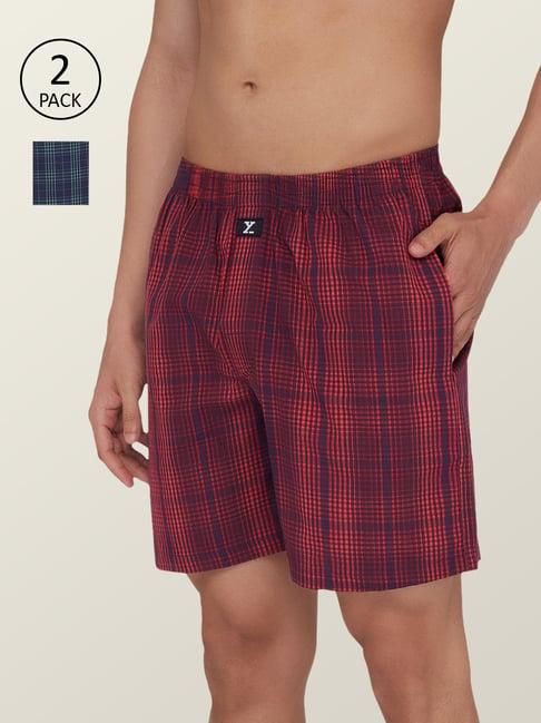 xyxx red & blue check boxers - pack of 2