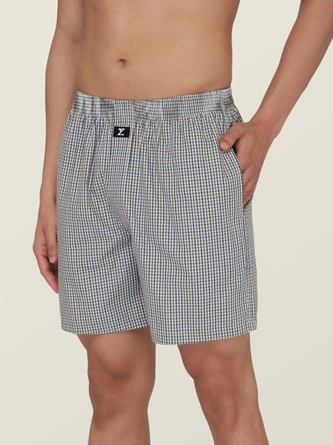 xyxx blue & brown check boxers