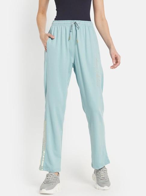 mettle blue cotton regular fit track pants